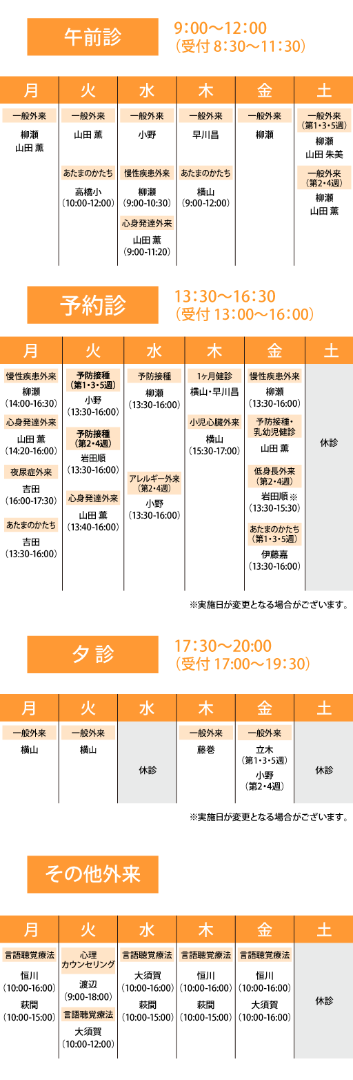 診療表