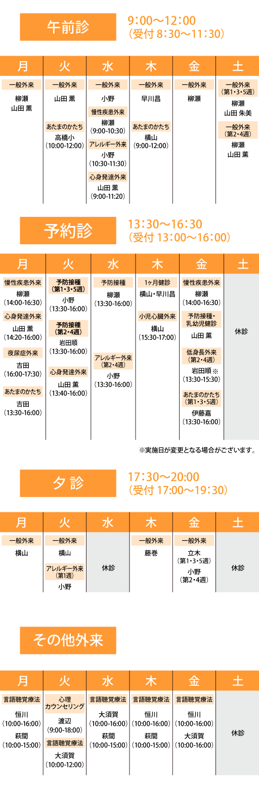 診療表